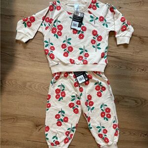 Bonds Cream and Red trackie Set Floral Design